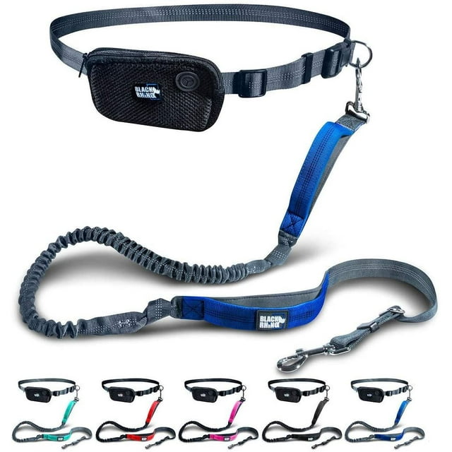 Correa Premium Manos Libres para Perros Black Rhino Elástica con Asa Doble y Longitud Ajustable Azul/gris