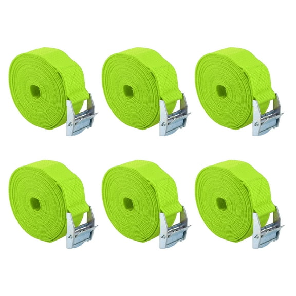 6pcs 1" x 12' Cargo Tie Down Straps Lashing Straps Travel Luggage Strap Adjustable with Cam Lock Buckle for Car Green