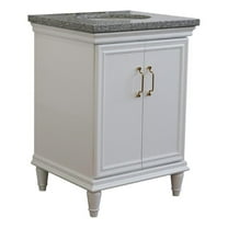 25 in. Single Wooden Vanity  White with Gray Granite Oval Sink
