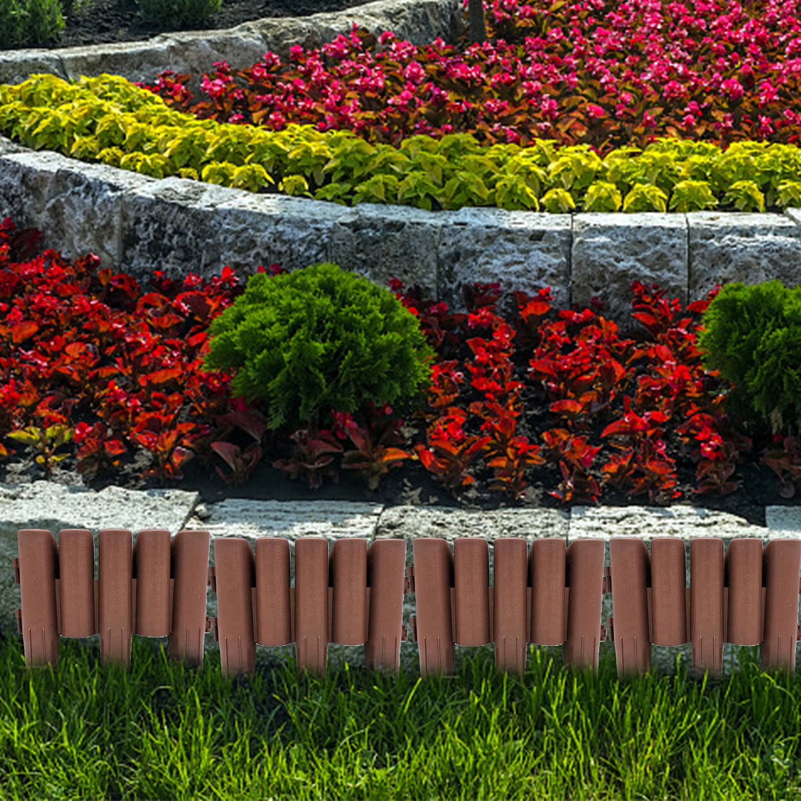 Wovilon 5pcs Plastic Edgings Garden Picket Fence - Grass Flowerbeds Plant  Borders - Decorative Scenery Road Panels - Weather Proof Plastic Garden  Fence - Walmart.com, image size:1600x1600