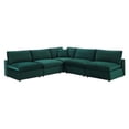 thumbnail image 1 of Modway Commix 5-Piece Down Filled Overstuffed Performance Velvet Sectional Sofa in Green, 1 of 10