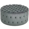 thumbnail image 2 of HOMCOM Tufted Ottoman, Velvet-feel Upholstered Foot Stool with Padded Seat, Round Ottoman Coffee Table for Living Room, Bedroom, Dark Gray, 2 of 9