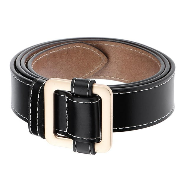 Cinturón de material cuero PU con Hebilla forma forma forma /Rectángulo Casual para Negro