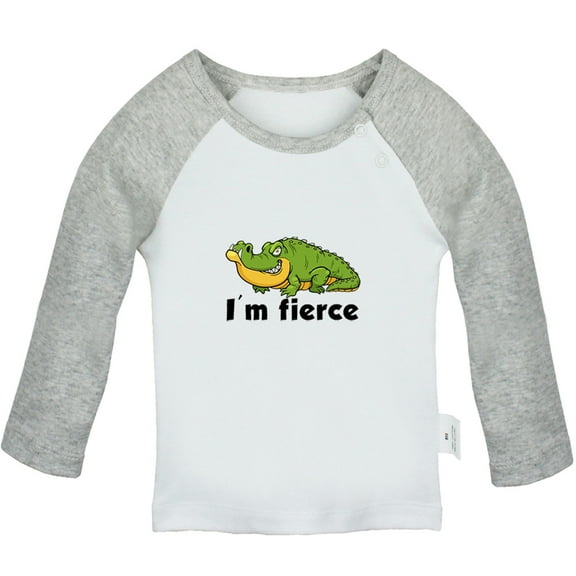 I'm Fierce Funny T shirt For Baby, Newborn Babies Animal Crocodile T-shirts, Infant Tops, 0-24M Kids Graphic Tees Clothing (Long Gray Raglan T-shirt, 0-6 Months)