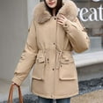 thumbnail image 2 of Fewfanhot Fall Jackets for Women Hooded Cotton Padded Parka Thick Warm Loose Down Jacket Casual Coat, 2 of 4