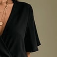 thumbnail image 4 of Morttic Women's Solid Color V-Neck Short Sleeve Laced Waist Ruffle Hem With Pockets Loose Fit Summer Beach Jumpsuit Black，M, 4 of 6