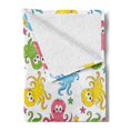 thumbnail image 2 of Octopus Soft Flannel Fleece Throw Blanket, Cheerful Chipper Animals in the Ocean with Starfishes Children Nautical Cartoon, Cozy Plush for Indoor and Outdoor Use, 70" x 90", Multicolor, by Ambesonne, 2 of 5