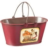 Farm Girl with Pumpkins Red Decorative Bucket