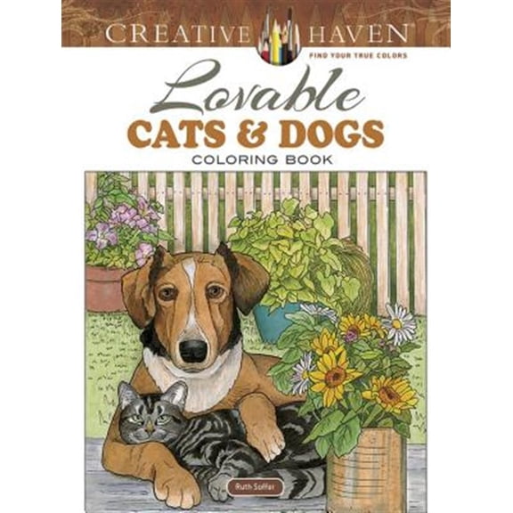 Pre-Owned Creative Haven Lovable Cats and Dogs Coloring Book Paperback