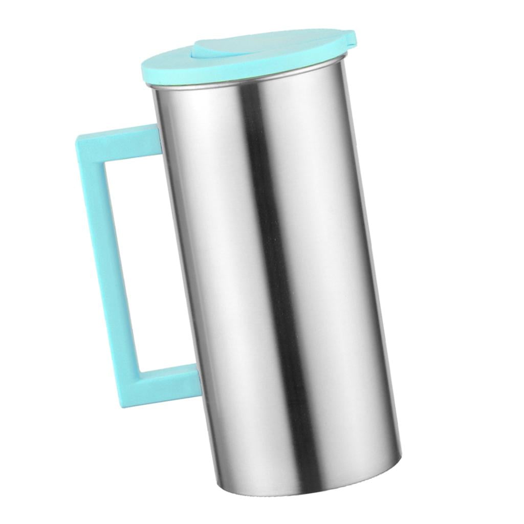 Fiocias 2 Pcs Stainless Steel 1.8L Water Pitcher Green Jar Kitchen