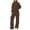 Brown, variant on hotojiny Women Fall 2 Piece Outfits Fleece Sweatsuits Quarter Zip Long Sleeve Pullover Sweatshirt Wide Leg Pants Tracksuit Lounge Sets