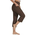 thumbnail image 4 of Clearance Sale! Yoga Pants for Women Capris Loose Wide Straight Leg Cropped Pants High Waist Tummy Control Capri Legging with Pockets Athletic Exercise Pants Brown Xxl, 4 of 4