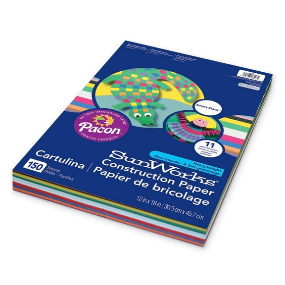 Pacon® SunWorks® Construction Paper Smart-Stack™, 12" x 18" - 150 Sheets per pack, 2 packs