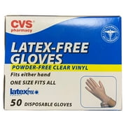 50pc Vinyl Gloves, Latex Free & Powder Free One Size Fits All