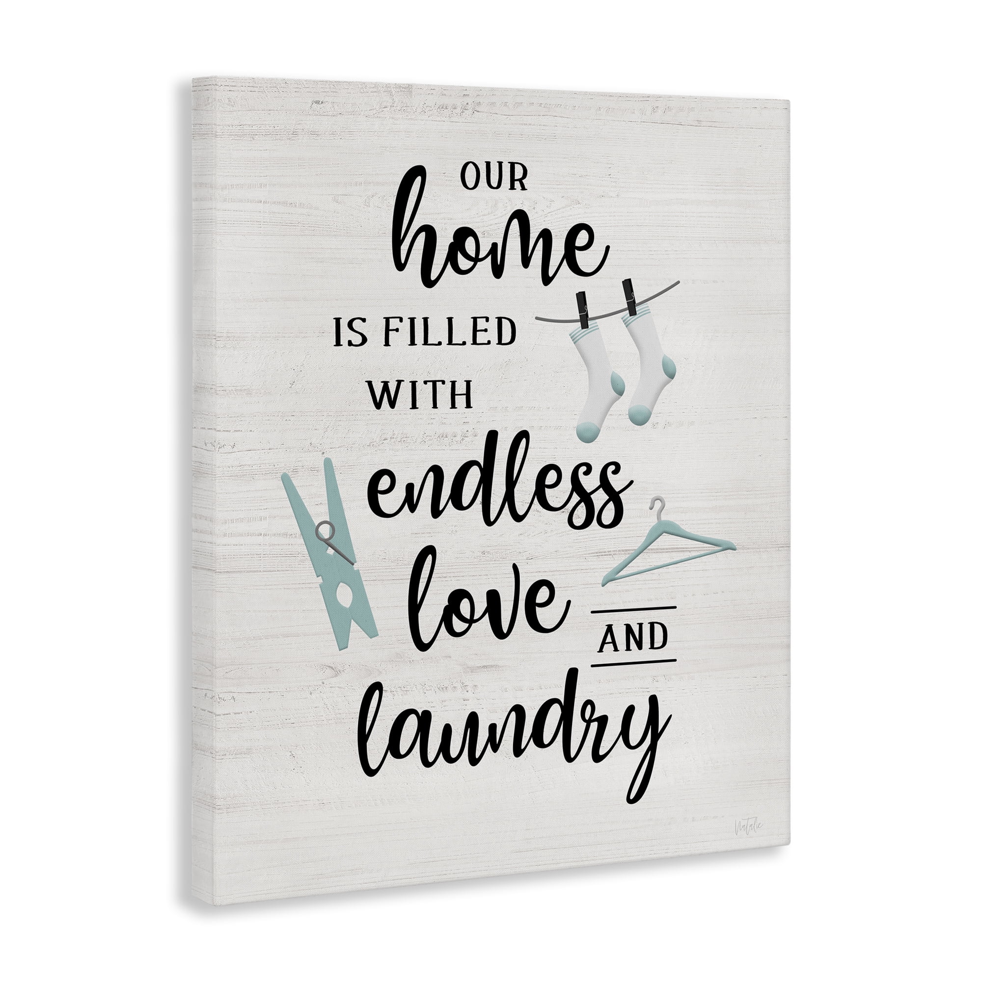 Stupell Industries Cursive Love & Laundry Bath & Laundry Painting Wrapped Canvas Art Print Wall Art, 16 x 20