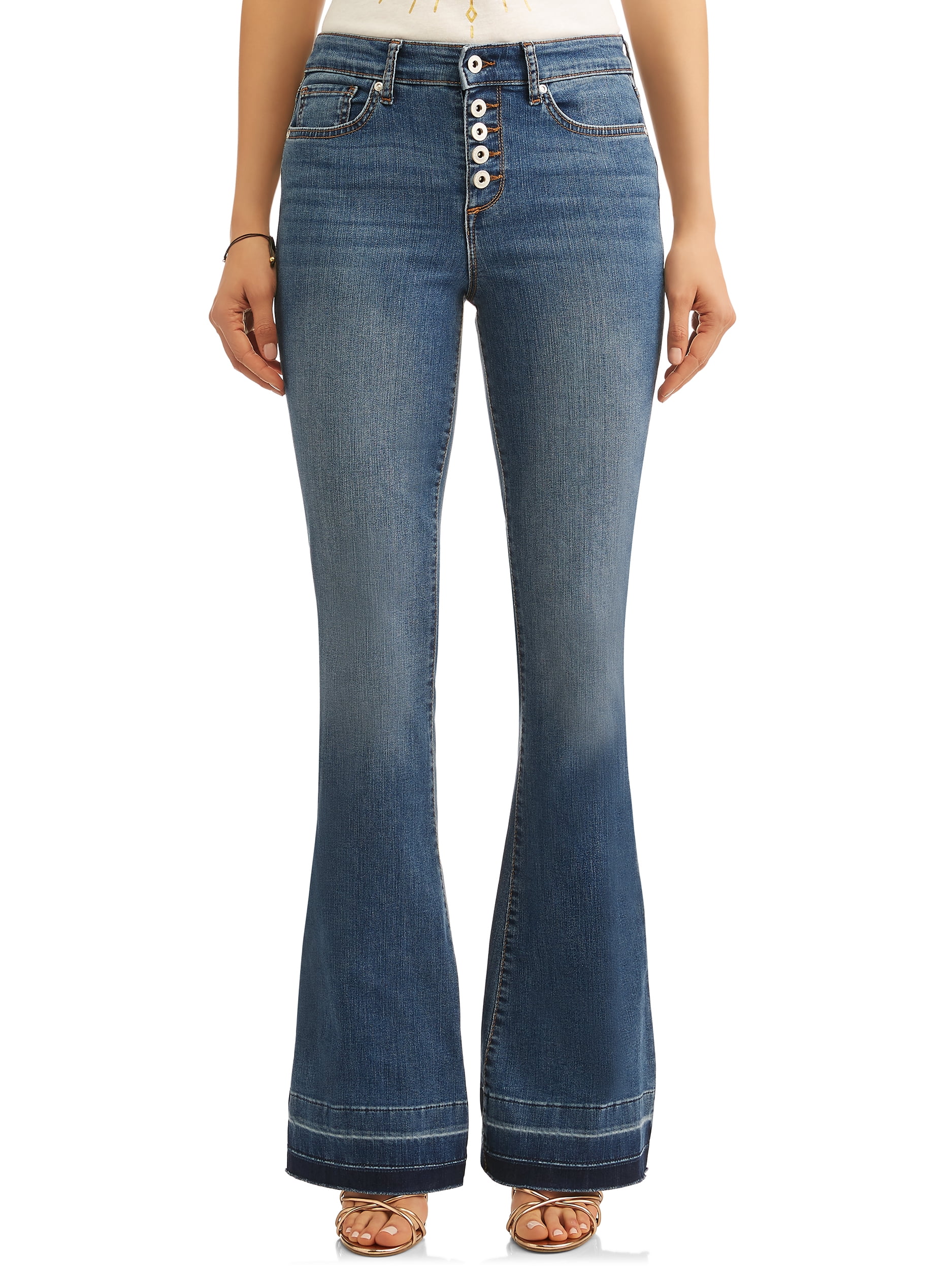 high waisted stretch flare jeans