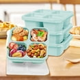 thumbnail image 5 of Hiroekza Bento Lunch Box - Wheat Straw 4 Compartment Food Storage Container with Transparent Lid for Adults & Women Men, Microwave-Safe, Eco-Friendly, 8.27x2.36x2.17in Green, 5 of 6