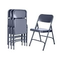 thumbnail image 2 of Hampden Furnishings Bernadine Collection Steel Double Hinge Folding Chair, Blue, Pack of 4, 2 of 7