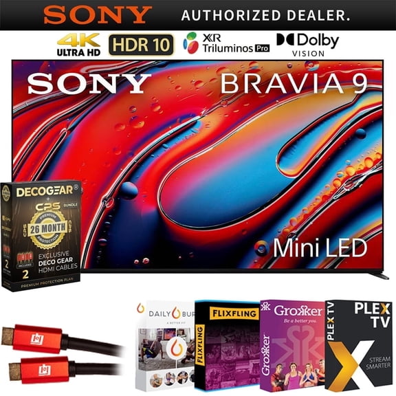 Sony BRAVIA 9 K75XR90 75" 4K HDR QLED Mini-LED TV (2024)   Deco Gear 4K HDMI 2.0 Cable x2   Movie Streaming & 26 Month Extended Protection | Official Sony Partner |