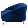 thumbnail image 3 of Tufted Sofa, Velvet, Blue Navy, Modern Contemporary Urban Design, Living Lounge Room Hotel Lobby Hospitality, 3 of 8