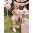 thumbnail image 4 of Cjfdfy Newborn Baby Girl Half Birthday Outfit 1/2 Goose Birthday Romper Lace Ruffle Flying Sleeveless Jumpsuit With Headband Infant Cute Half Way To One Birthday Outfit, 4 of 9
