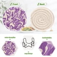 thumbnail image 4 of Haosy Set of 6 Drink Woven Coaster with Holder Heat Resistant Non-Slip Bar Coasters 4 Inches Purple White Flow, 4 of 7