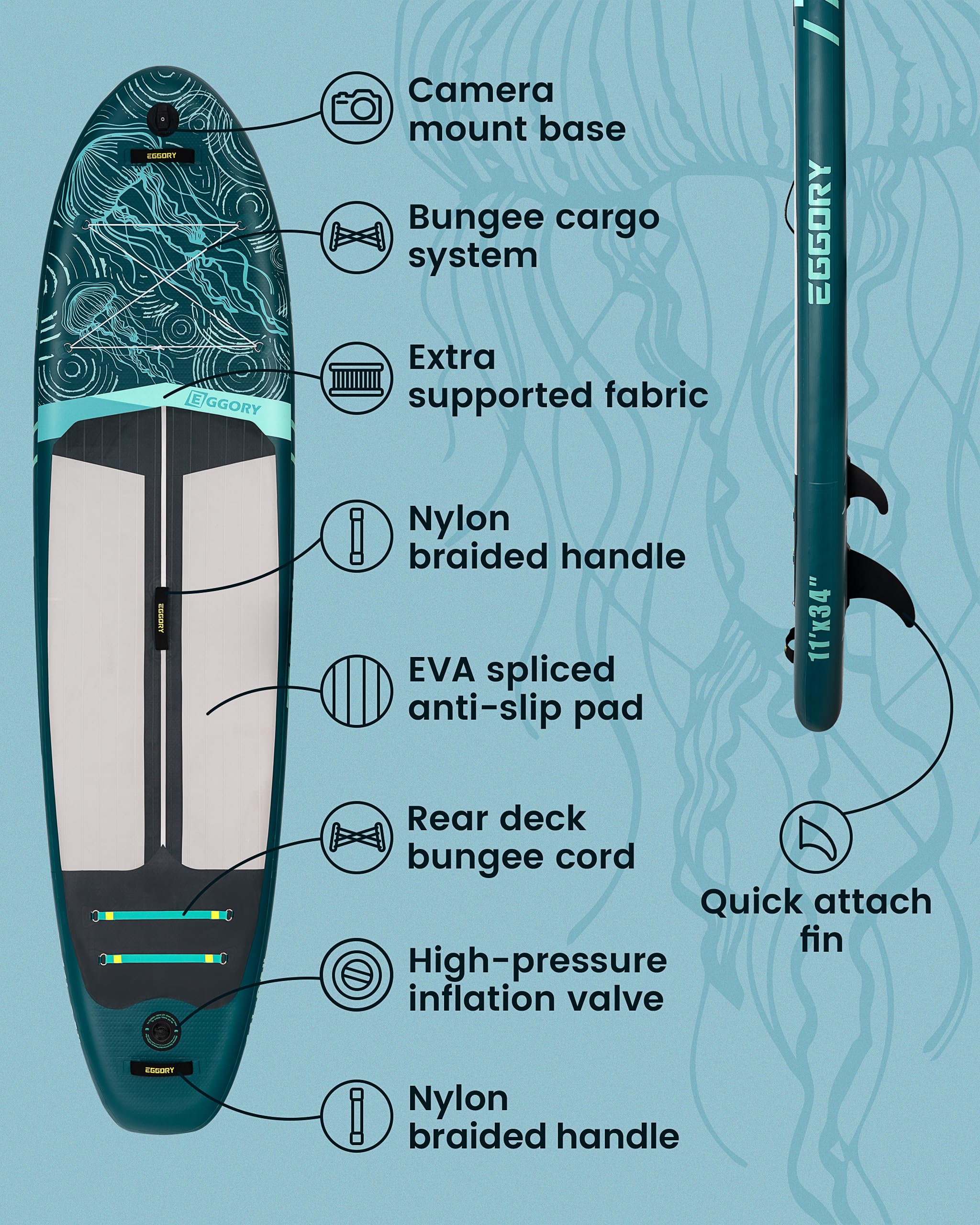 Eggory 11-Foot Inflatable Paddle Board With Accessories photo 6
