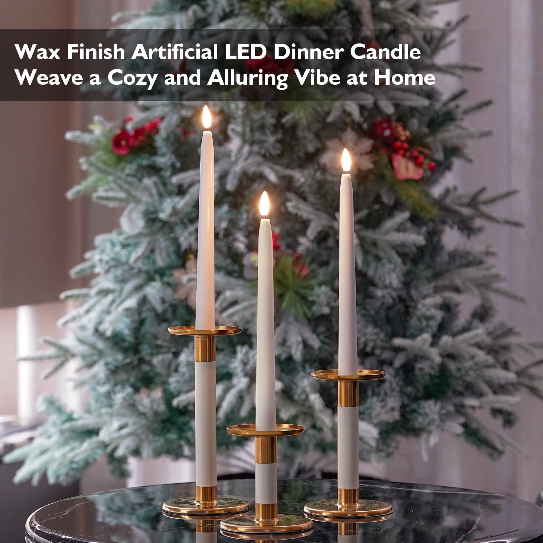 Rhytsing 11 inches White Flameless Taper Candles with Timer, Battery Operated Led Candle Sticks Real Wax Finished for Home Decor, 2 Remotes Included - Set of 6