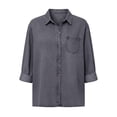 thumbnail image 5 of Vynhevius Women's Denim Shirt Jacket Lapel Long Sleeve Button‑Front Outerwear With Pockets, 5 of 9