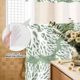 thumbnail image 4 of No Hook Shower Curtain, Sage Green Coral Coastal Shower Curtains for Bathroom with See Through Top Window, White Summer Beach Seaside Ocean Waterproof & Washable Bath Curtain Stand Up Stall 36"x72", 4 of 9