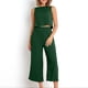thumbnail image 5 of ICHUANYI Clearance2PC Fashion Woman Round Neck Solid Sleeveless Blouse +Loose Pockets Pants Sets(Green, L) ICHUANYI WER20232080500386, 5 of 7
