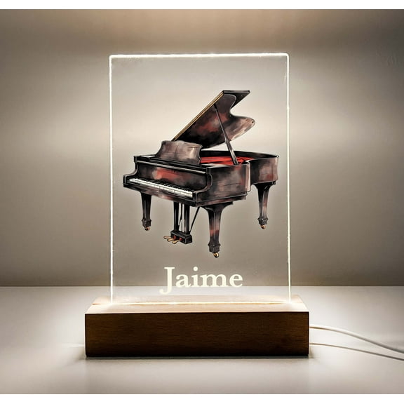 Piano Pianist Player LED Night Light Up Desk Table Lamp Personalized Keyboard Instrument Music Theme Gift for Musicians Song Notes Keys Gift