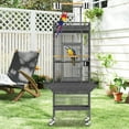 thumbnail image 5 of 61" Cockatiel Cage, Flight Cage with Rolling Stand, Play Top & Bowls - Metal Large Bird Cages for Parakeets, Conures, Parrots - Exploding Silver, 5 of 7