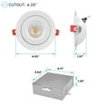 thumbnail image 2 of Luxrite 4" Floating Gimbal LED Trimless Recessed Light J-Box CRI 90 5CCT Dimmable 12W 1000 Lumens Damp Rated IC Rated ETL 4-PK, 2 of 7