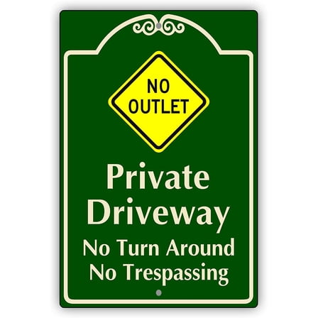 No Outlet Private Driveway No Turn Around Notice Novelty Tin Metal Sign Metal Sign Plaque Poster,for garage, bar, restaurant, living room, bedroom, kitchen, cafe, bar,8×12 inch