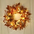 thumbnail image 5 of Xiwaer Halloween Wreath Autumn Wreath Decorative Maple Leaf Hydrangea Pumpkin Wall Hanging for Halloween Front Door Home Simulation Flowers，A, 5 of 8
