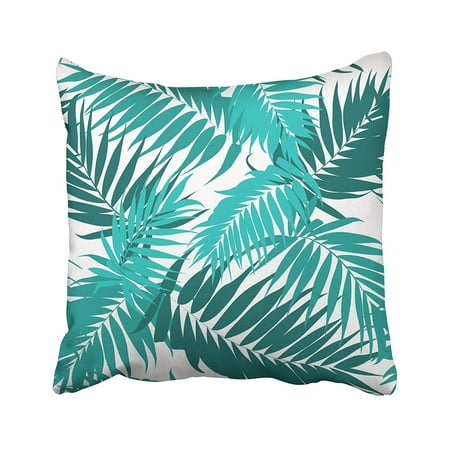 Khaki Leaf - CMFUN Blue Abstract Tropical Camouflage Turquoise Leaves on White Pattern Khaki Africa Pillow Case Pillow Cover 18x18 inch Throw Pillow Covers