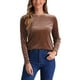 thumbnail image 1 of Blusa de terciopelo elástica de manga larga y cuello redondo para mujer INSPIRE CHIC XL marrón, 1 of 5