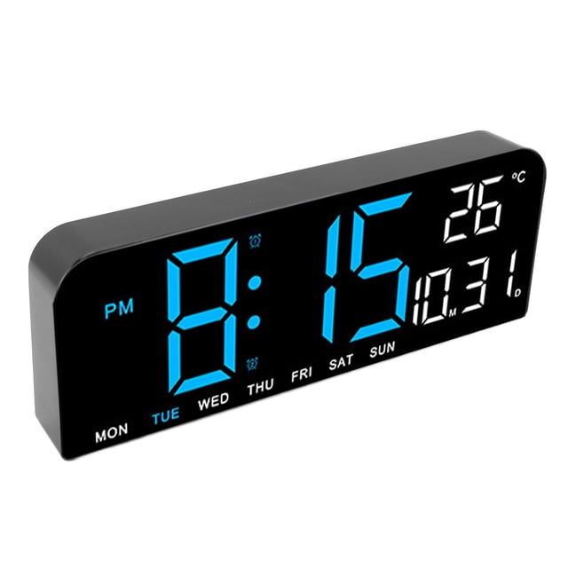 Large LED Display Digital Alarm Clock with Temperature Date Week Display, Adjustable Brightness, Dual Alarms and Timing Function