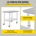 thumbnail image 5 of VEVOR Stainless Steel Commercial Kitchen Work Table 36x24 Inch With 4 Casters, 5 of 9