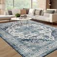 thumbnail image 4 of RONSHIN Area Rugs Washable Carpets 5'*7' Machine Washable Rug Vintage Persian Area Rugs Carpet Distressed Rug Anti-Slip Low Pile Rug for Living Room Bedroom,Blue Blue tint 5*7ft, 4 of 7