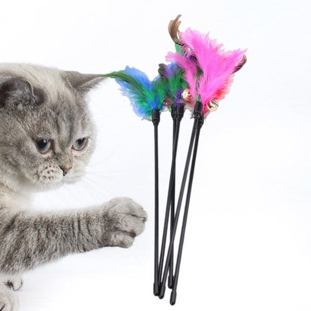 Cat Teaser Pavo Pluma Interactivo Palo Juguete Gatito Pet Wire Chaser 5pcs Hugtrwg Para estrenar