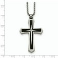 thumbnail image 2 of Chisel Stainless Steel Brushed and Polished Black IP-plated with CZ Cross Pendant on a 20 inch Ball Chain Necklace, 2 of 2