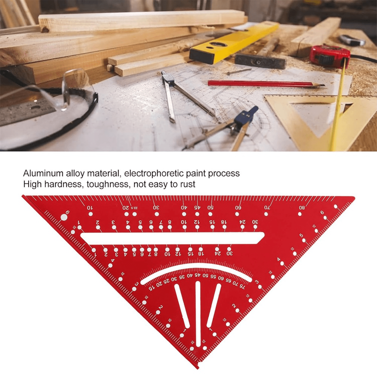 Équerre De Charpentier En Plastique – Triangle 45° Et 90°, Bleu Et Rouge, Lot