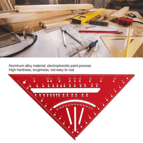 Carpenter Square,7inch T Square Multi-Purpose Carpenter Tools, Square, Protractor, Ruler, Marking Gauge, Saw Gauge Red