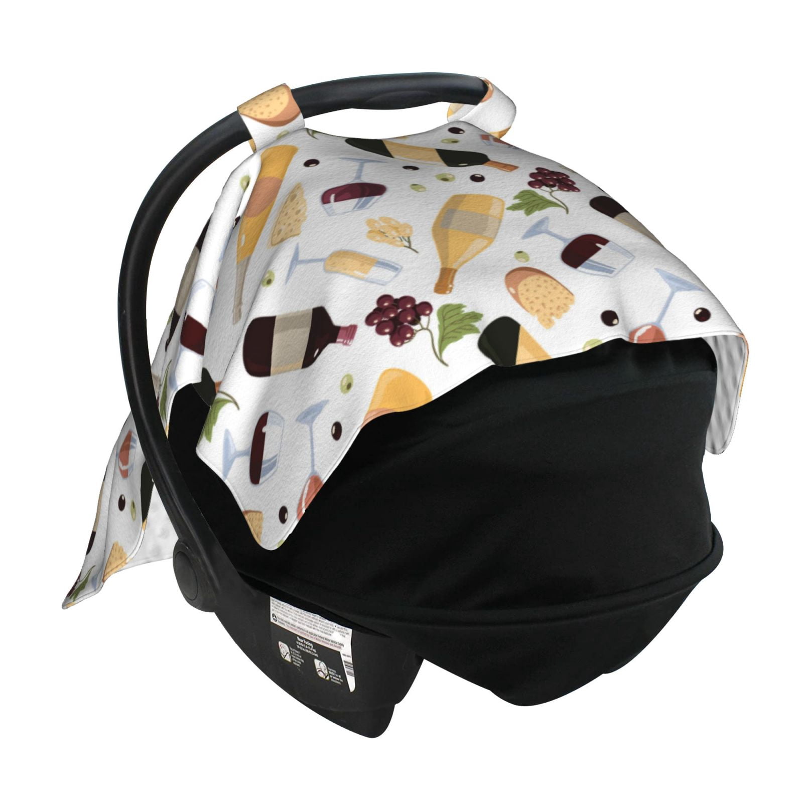 Car Seat Cover Baby - Wine Bottle Print No.9037 Breathable Infant Car Seat Cover for Baby Carseat, Lightweight Comfort Baby Essentials Must Haves Newborn Stuff for Girl Boy