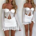 thumbnail image 3 of Conjuntos de vestidos de playa sexy Poliéster Manga larga irregular con cordones para vacaciones de fiesta FLhrweasw Para estrenar, 3 of 7