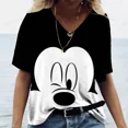 thumbnail image 3 of Nuevas camisetas vintage con estampado de Mickey Mouse de Disney para mujer, camisetas con cuello en V, ropa de calle informal, camisetas de manga corta de verano, 3 of 5