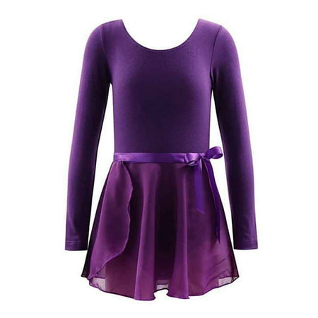 

Bullpiano Girls Long Sleeve Leotard with Skirt Dance Dress Kid Toddler Ballerina Dress Outfits 3-9 Years