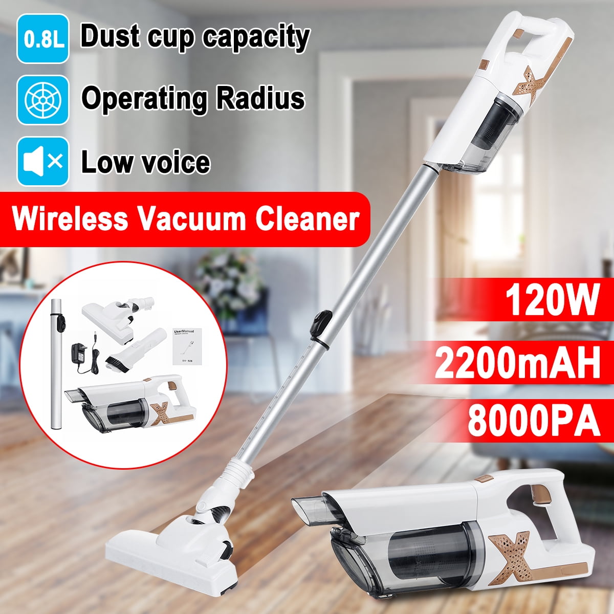 Vacuum cleaner Cordless Handheld 2in1 Home Adjustable ultraquiet